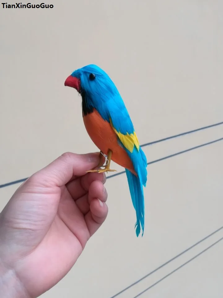 

about 18cm colourful blue feathers bird hard model polyethylene&feathers bird,handicraft home garden decoration gift s1923