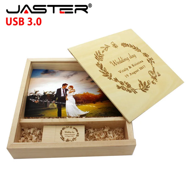 JASTER USB 3,0 бесплатный логотип клен фотоальбом usb+ коробка usb флеш-накопитель Флешка 16 ГБ 32 ГБ фотография свадебный подарок 170*170*35 мм