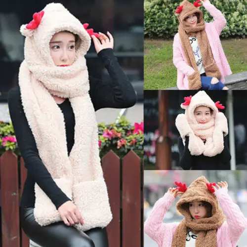 Christmas Gift Gloves hats scarves three pieces of Scarf Warm Shawls Scarves |