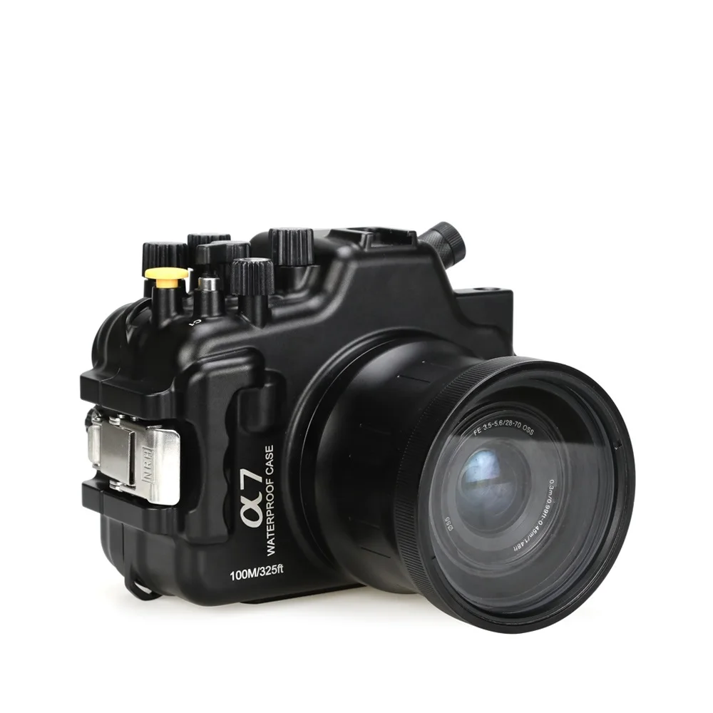 売却 新しいアップグレードアルミハウジング用ソニーa7 28〜70ミリメートルレンズ100メートル/325ft水中防水カメラハウジングケース