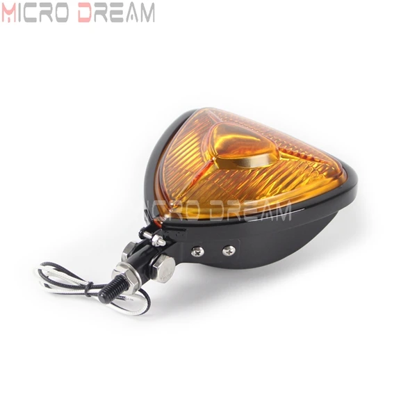 Black Yellow Lens Мотоцикл 12 В 55 Вт винтажные фары ретро треугольные желтые линзы фары для Harley Chopper Cruisers Bobber Пользовательские фары - Цвет: Black Yellow Lens