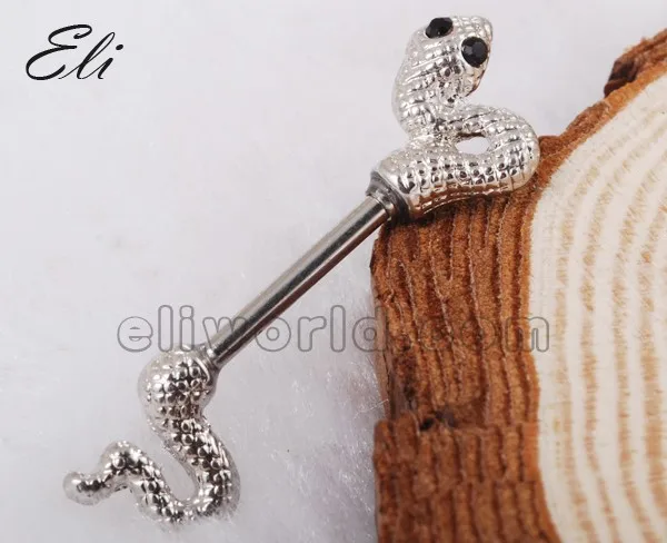 Розничная 1 шт. хирургическая сталь 316L бар сплава змея сосков кольцо пирсинг