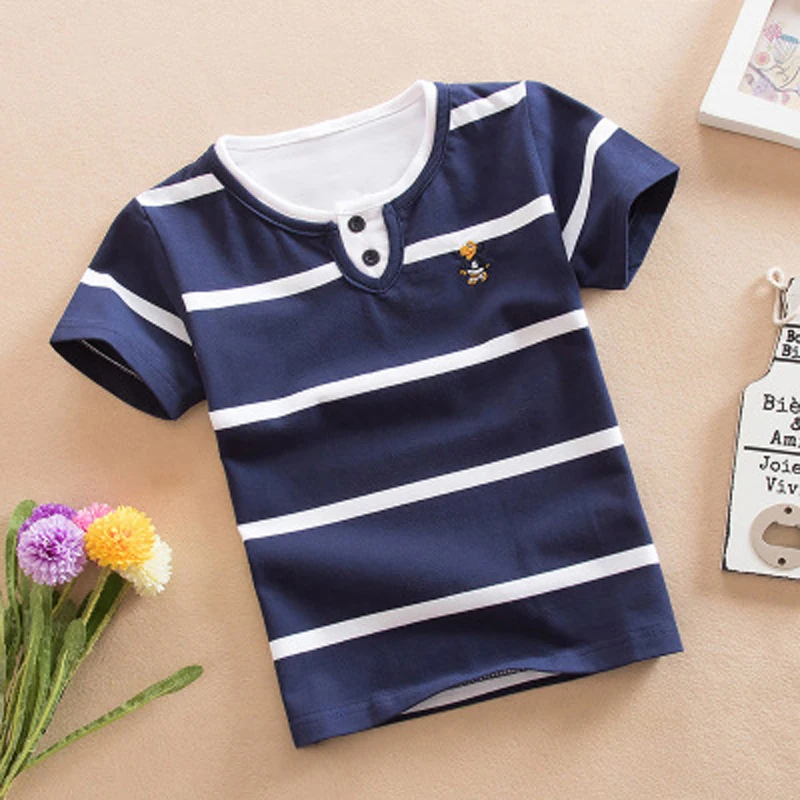 Футболка с коротким рукавом и отложным воротником для мальчиков 3 12 лет|Футболки