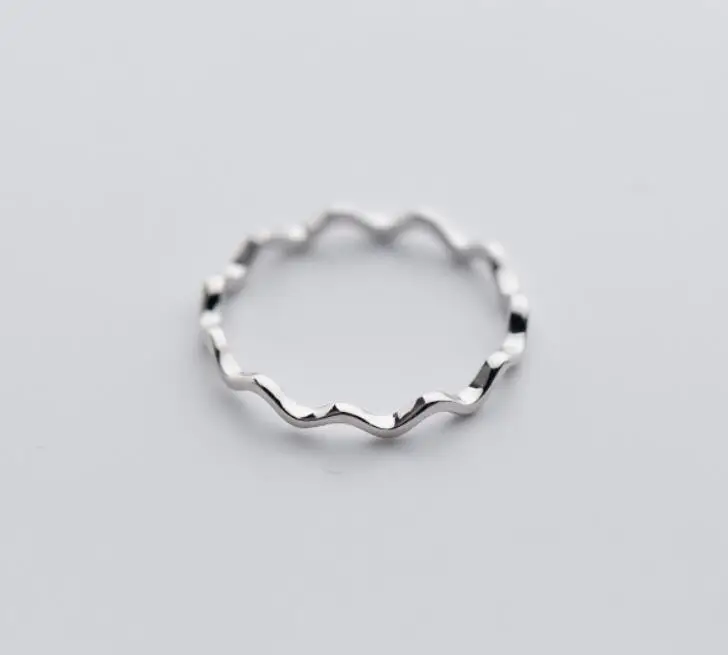 S92 цельное кольцо среднего пальца из стерлингового серебра SIL изящное волнистое