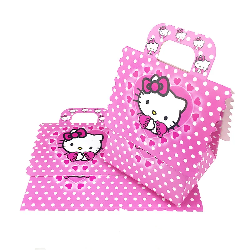 6pcs/lot hello kitty hand bags candy box decor party lovely loading gift for kids happy birthday decoration supplie | Дом и сад