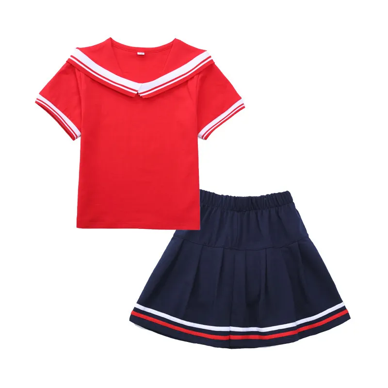 Preppy Style Summer Kids Clothing Set For Boys Girls Fashion Japanese Korean School Uniform Outfits Cosplay Costume 2Pc Suit | Детская