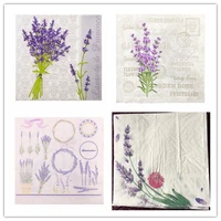 20 table vintage napkins paper tissue printed purple flower lavender handkerchief decoupage servilletas wedding party decor mat