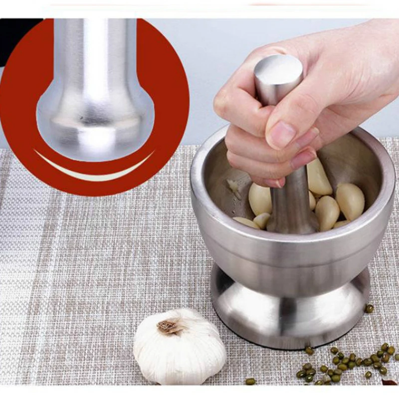 Пресс-кастрюля из нержавеющей стали для чеснока соли и пестика | Дом сад