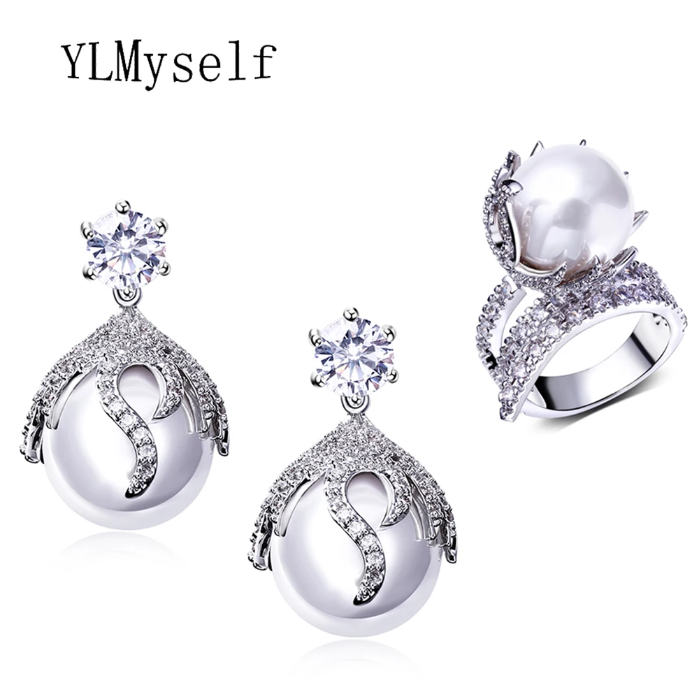 

Super Deals Todays Offers earrings and ring sets with pearl Trendy jewelry for women Statement 2pcs sets jewellery