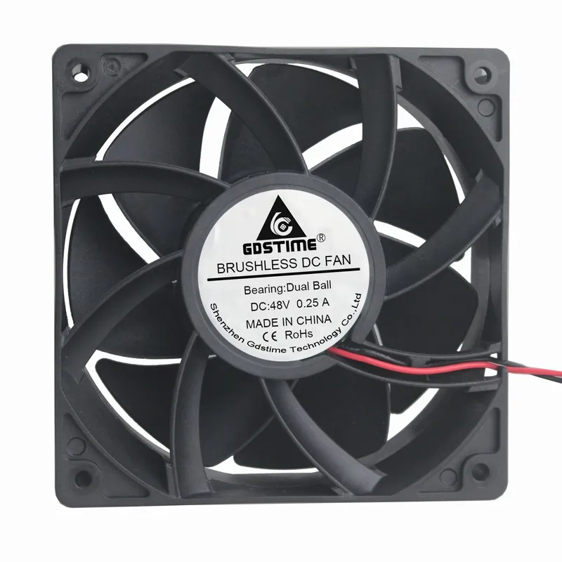 1 шт. Gdstime 12 см Постоянный ток 48 в два шара 120 мм x 120 мм x 38 мм 12038B машина эквитационный охлаждающий вентилятор 120 мм x 38 мм бесщеточный кулер 2 контакта