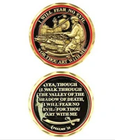 psalms will fear no evil challenge coin low price custom zinc alloy coins hot sales both sides 3d coins
