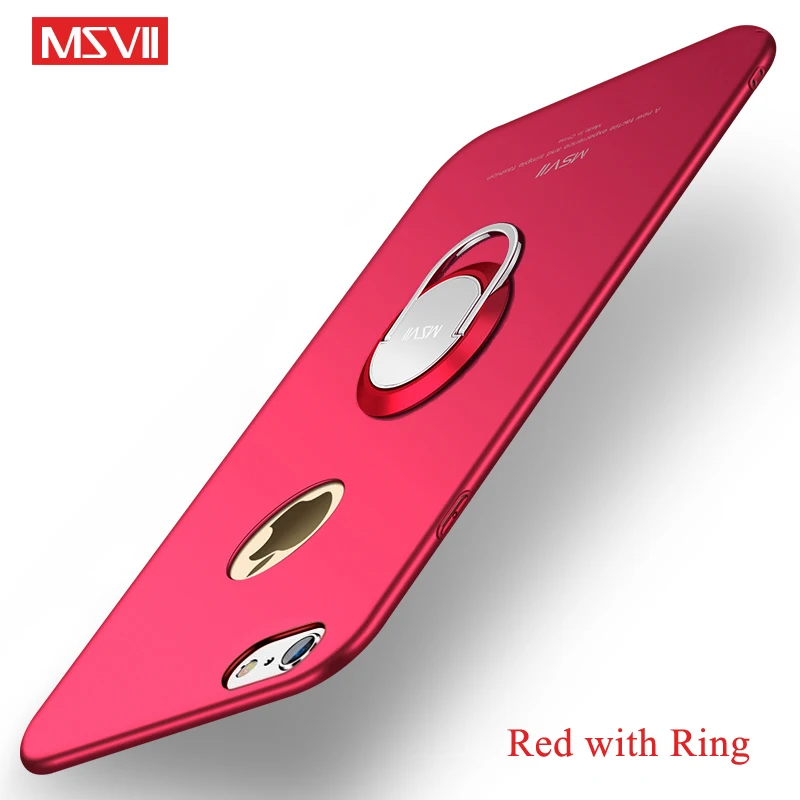 Red with Ring Чехол Msvii для iPhone 6 6 S чехол Роскошный Матовый чехол для iPhone 6 S Plus Чехол-держатель с кольцом для Apple iPhone 6S Plus чехол s - Цвет: Red with Ring
