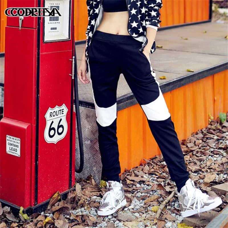 

Женские длинные брюки COOREENA, черные повседневные свободные брюки в стиле хип-хоп с эластичной резинкой на талии, 2019