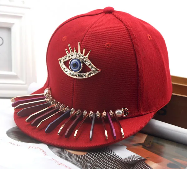 2019 Punk Big Eye Snapback hip hop Cap Kids Children Diamond Baseball Boys Girls Black Gorra Beisbol Hats 50 to 54 cm | Аксессуары для
