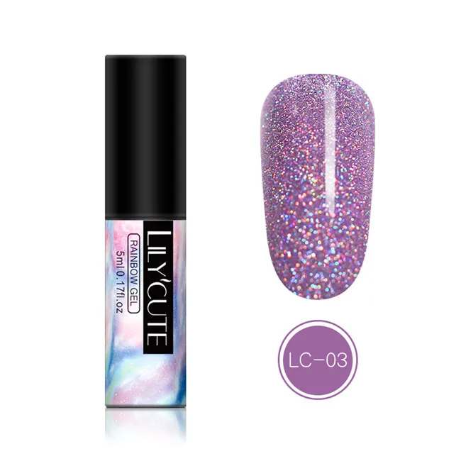 rainbow 3 LILYCUTE 5ml Color Gel Polish Holographic Colorful Glitter Sequins UV Soak Off Long Lasting Gel Polish Nail Art Varnish - Цвет: rainbow 3