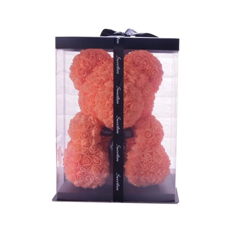 40cm orange bear box Подарок на день Святого Валентина 40 см красная Роза плюшевый мишка цветок розы искусственное украшение Рождественские подарки для женщин подарок на день Святого Валентина - Цвет: 40cm orange bear box