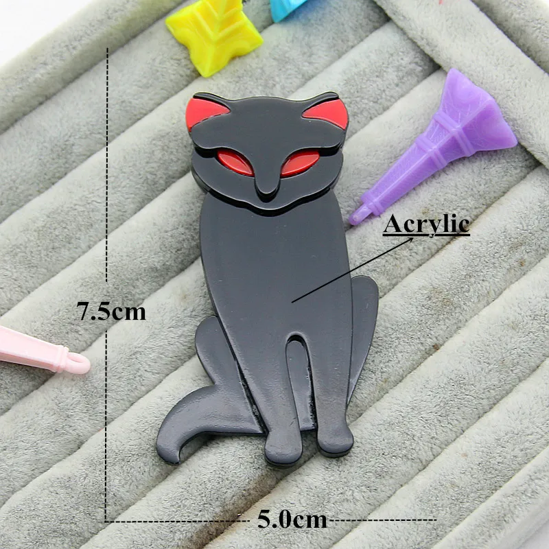 Женская акриловая брошь в форме кошки FishSheep пластиковая черная нагрудный знак