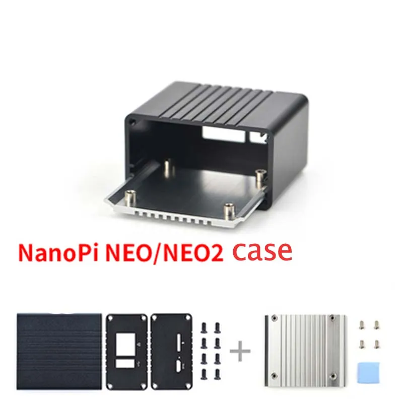 only case NanoPi NEO2 Allwinner H5, 64 бит с высоким уровнем производительности, четырехъядерный процессор A53 демонстрационная плата, бег, UbuntuCore с металлической Чехол комплект - Цвет: only case