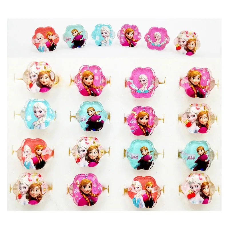 15pcs Flower Frozen 15 шт. Детские вечерние кольца с изображением принцессы Эльзы из мультфильма «Холодное сердце», аксессуары для дня рождения, детские украшения, подарок на день рождения - Цвет: 15pcs Flower Frozen