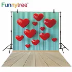Фотофон Funnytree на День святого Валентина, 3d-фон с голубыми полосками любви, деревянный пол, свадебный фон для фотосессии, Фотофон
