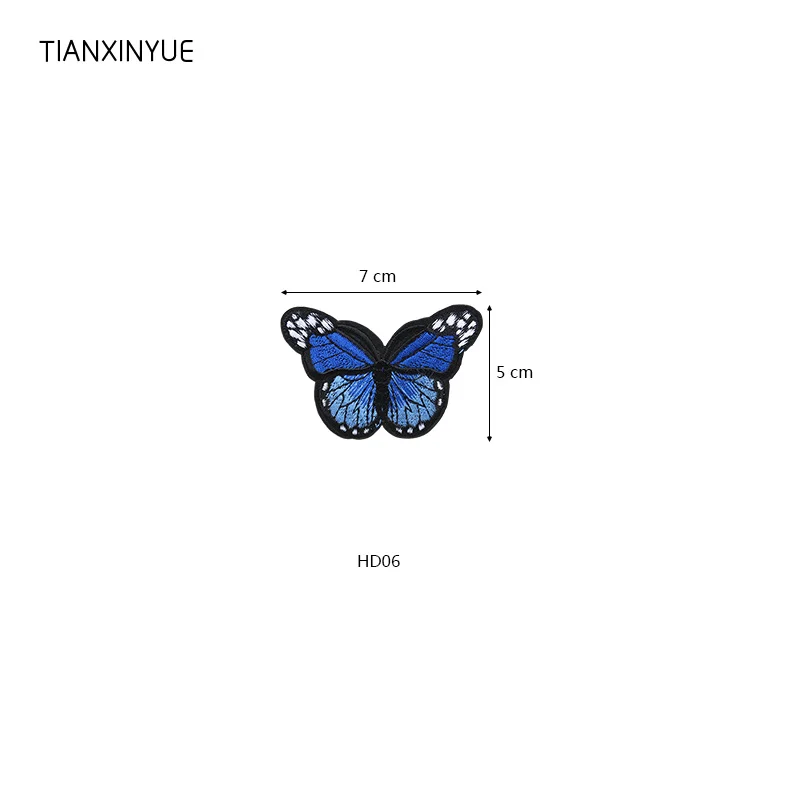 DHD06 TIANXINYUE нашивки «бабочки» гладить на DIY вышитые аппликации пришить наклейки для одежды ткань сумки - Цвет: DHD06