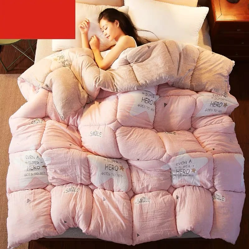 Новые зимние толстые теплые стеганые одеяла с принтом для взрослых king/twin/queen size, постельные принадлежности на весну и осень для дома, отеля, мягкое пуховое одеяло