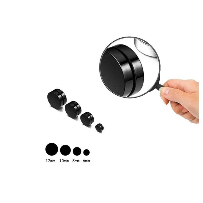 Punk Men Magnet Stainless Steel Ear Studs Earrings Black Woman Earings Without Piercing fashion 2021 Jewelry | Украшения и