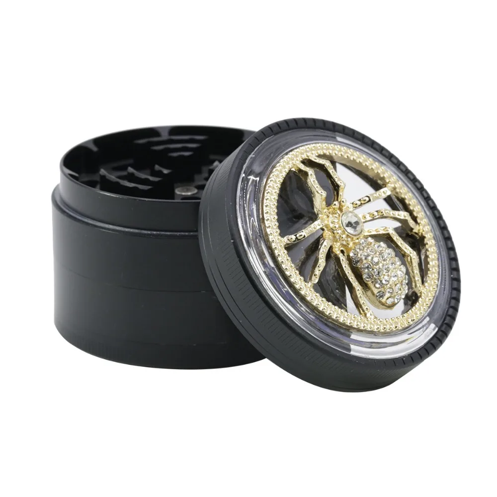 

Hot 1Pcs 4 layer 63x50mm Diamond animal shape Zinc alloy material smoking herbal grinder tobacco cigarette pipe fittings