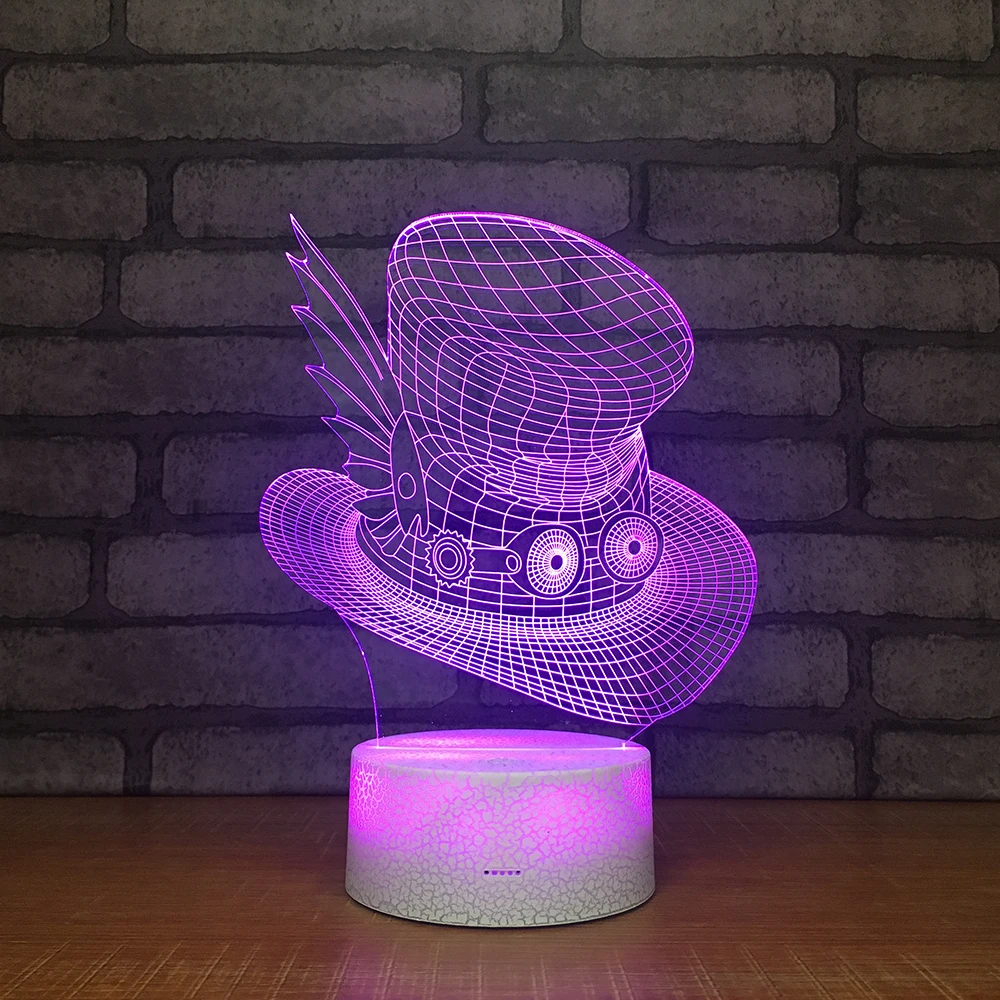 Ночник hat3D креативная Иллюзия 3d светодиодная лампа 7 цветов меняющаяся
