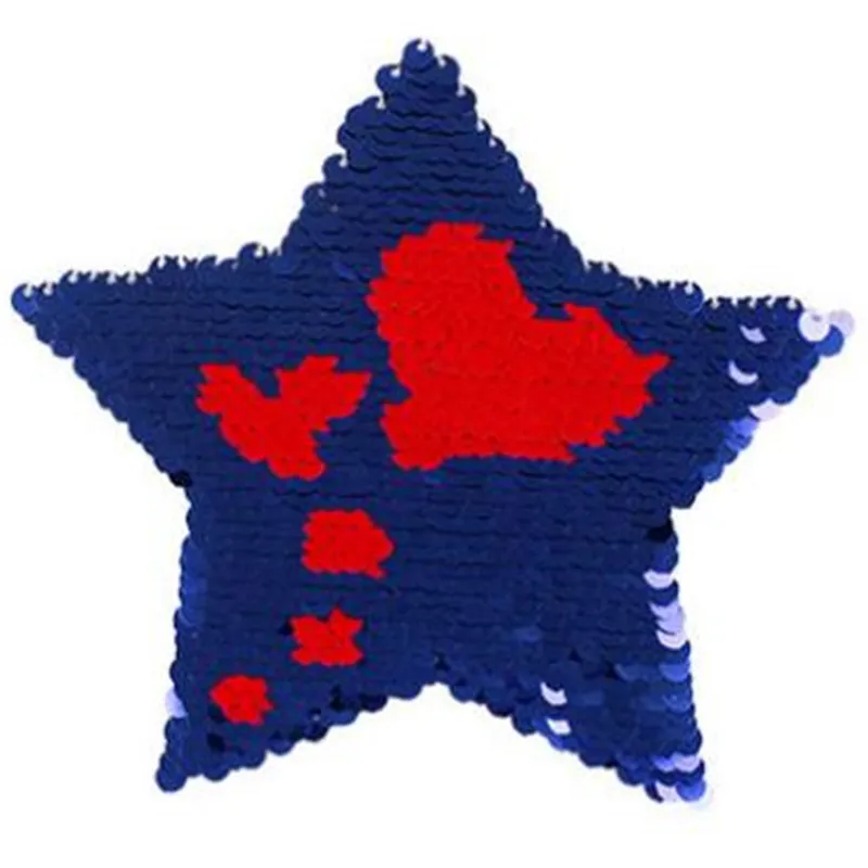 Бесплатная доставка патч вверх и вниз Флип Двусторонняя синий/красный блестки 15