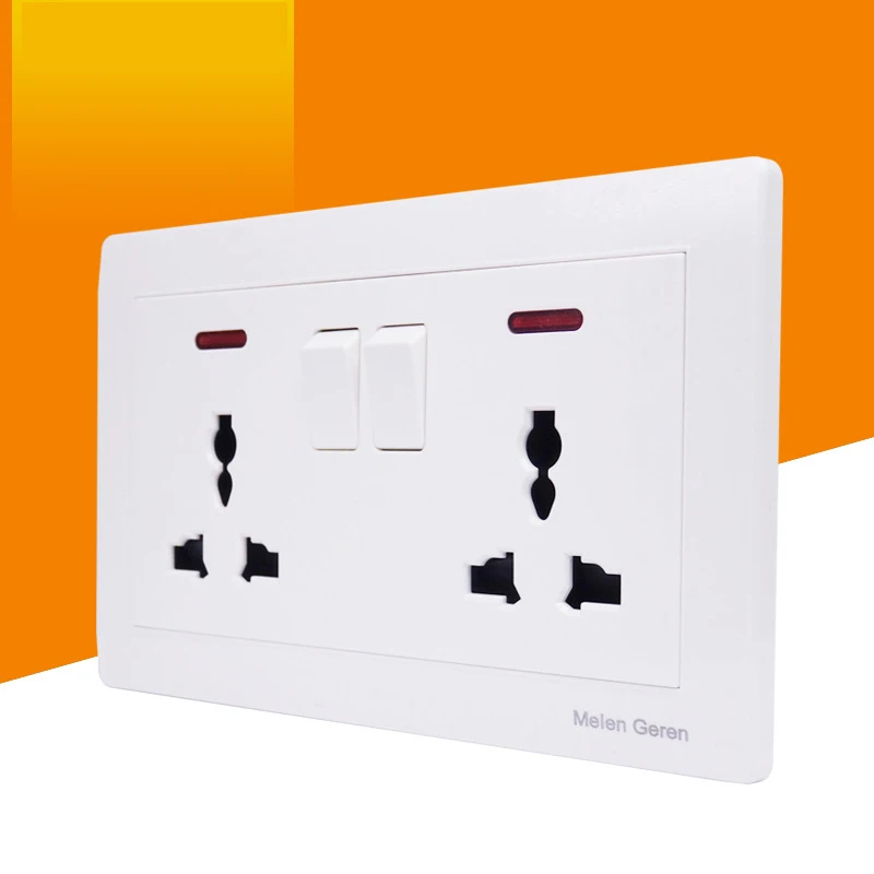 Домашний настенный выключатель розетка панель двойной 3 отверстия кнопочные