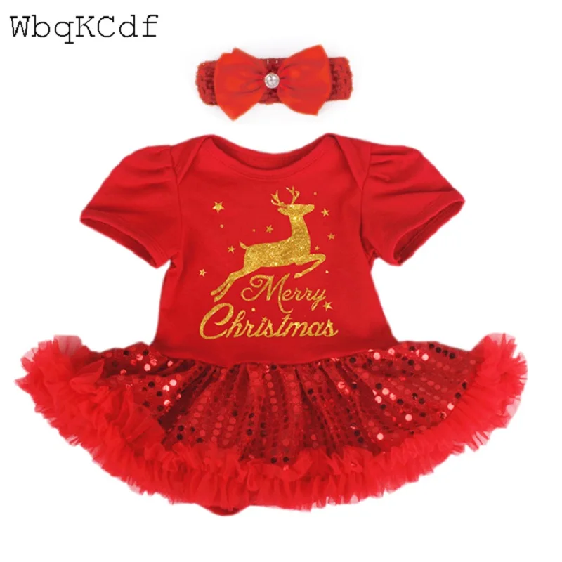 First Christmas For Baby Girl Clothing Sets Romper Tutu Dress Newborn Costumes Jumpsuit Outfits Short Sleeve Party | Детская одежда и