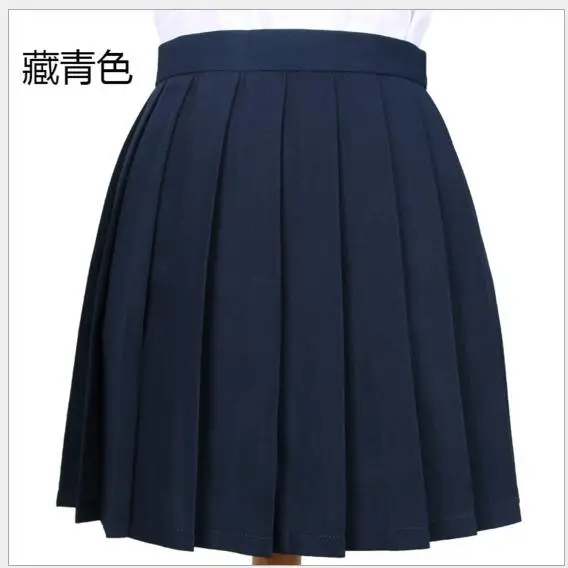dark blue Новинка, Студенческая Красивая Новая модная женская мини-юбка, Женская однотонная/полосатая плиссированная юбка* Новая - Цвет: dark blue