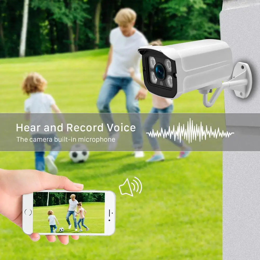 ANBIUX 4CH 1080P POE NVR аудио запись видеонаблюдения Системы 2MP крытый и открытый пуля PoE IP