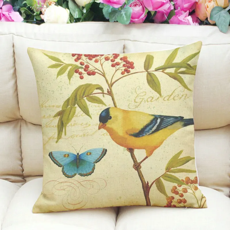Картина маслом птицы Сельский стиль льняная наволочка подушки на диван подушка