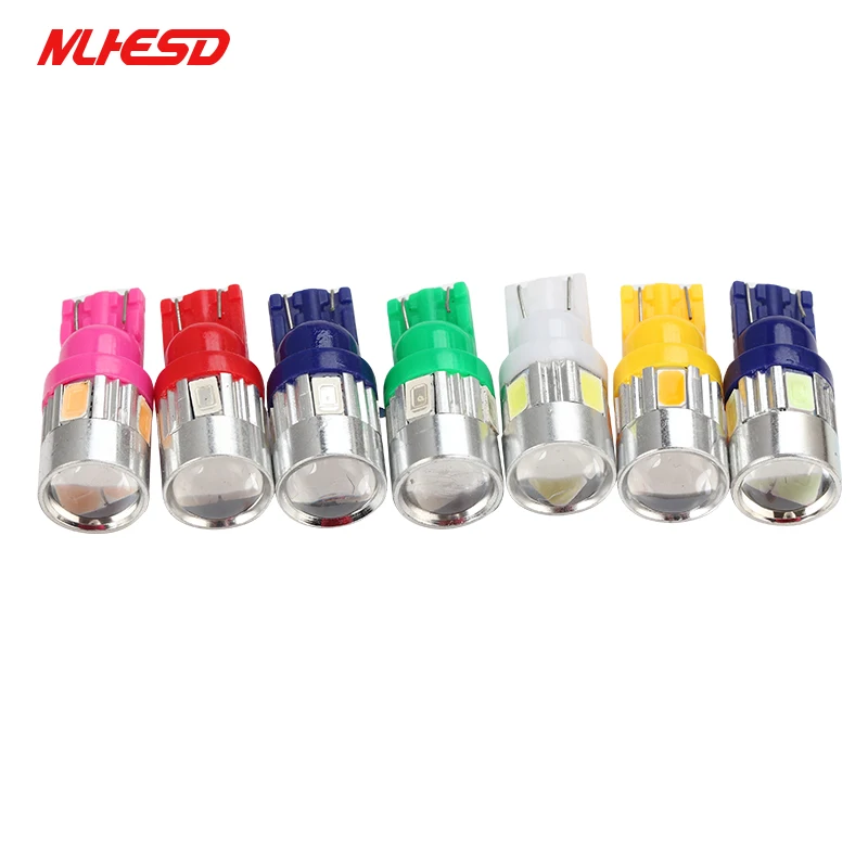 10 шт. T10 W5W 194 6SMD 5630 5730 6LED Клин светильник супер белый автомобиль боковые лампочки