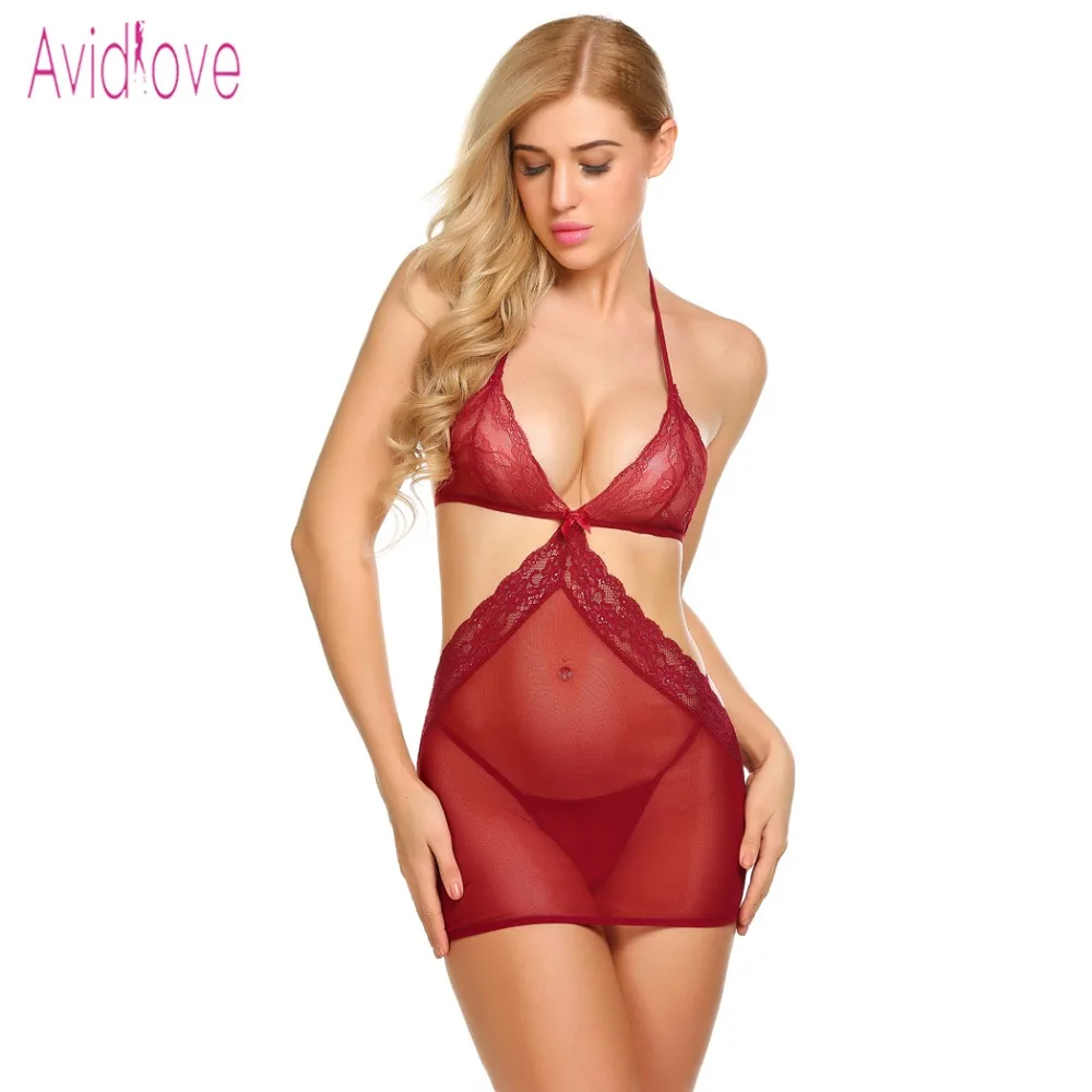 Нижнее белье Avidlove, сексуальное, эротическое, сексуальное нижнее белье, женское, цветочное, кружевное, Сетчатое, платье Babydoll, сорочка, ночная рубашка, Женский костюм Неглиже