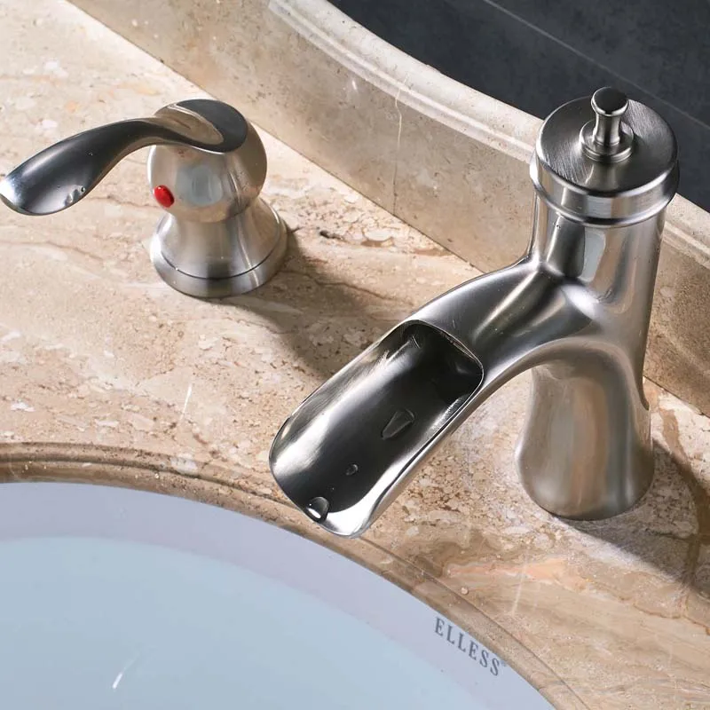 Матовый никель двойной ручкой смеситель на бортике Ванная комната ванна