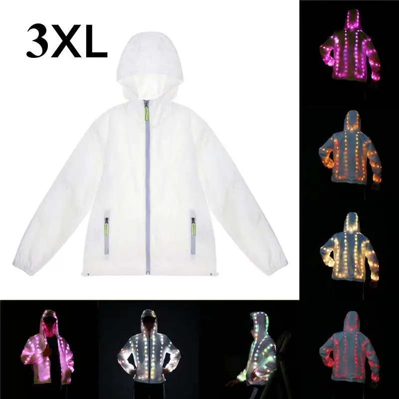 3XL Size Батарея приведенный в действие СВЕТОДИОДНЫЙ Красочный световой костюм одежда пара плащ свободного покроя для вечерние Танцы музыкального фестиваля - Цвет: 3XL Size