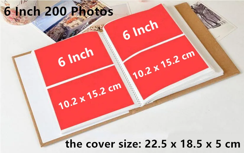6 inch 200 pcs 4/5/6/7/8 дюймов 100 шт./200 шт. карман Interleaf Тип фотоальбом фото альбом для хранения для детей Скрапбукинг подарок - Цвет: 6 inch 200 pcs
