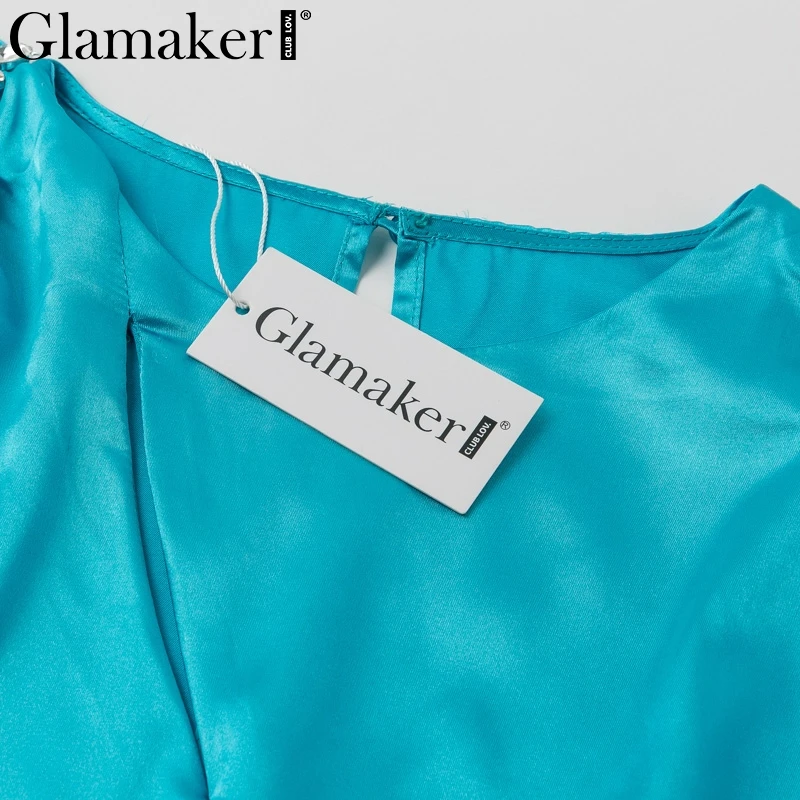 Glamaker, сексуальное Плиссированное сатиновое платье с длинным рукавом, женское, элегантное, короткое, мини платье, вечерние, для клуба, бодикон, ночное платье, festa vestidos