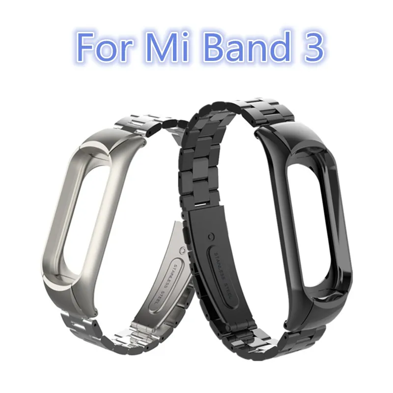 AMAZFEEL mi band 3 сменный металлический ремешок на запястье браслет из нержавеющей