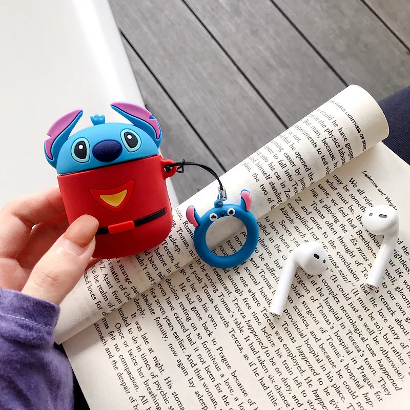 Bluetooth наушники чехол для Airpods аксессуары защитный чехол сумка анти-потеря кольцо ремень милый силиконовый 3D дизайн мультфильм Минни
