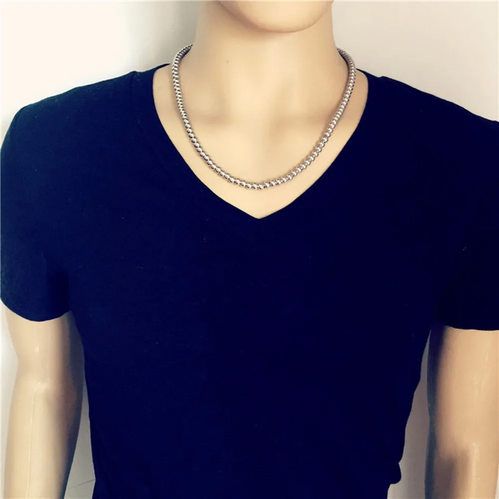 Ожерелье с шаровой цепочкой из нержавеющей стали классические серебряные 4 мм/5