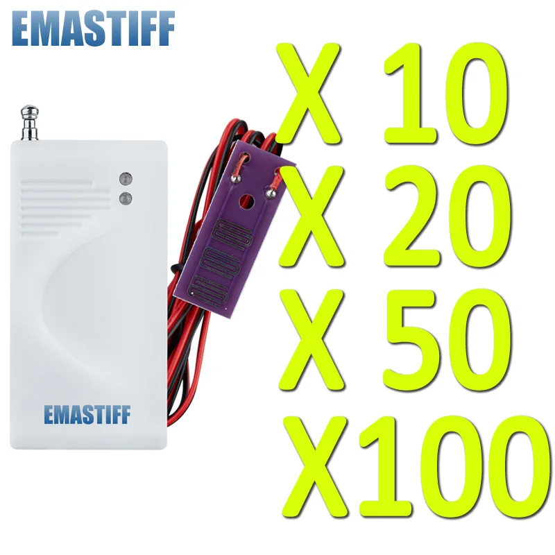 

wholesale 433MHz 1527/2262 10/20/50/100 PCS Wireless Water leak sensor Intrusion Detector Work With GSM Security Burglar Alarm
