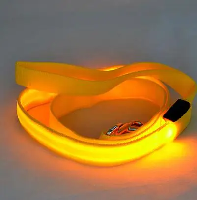 Yellow 120 см нейлоновый светодиодный поводок для домашних животных, для безопасности в ночное время, светодиодный мигающий светящийся светодиодный поводок для домашних животных, для кошек, собак, для рисования, маленький поводок, светодиодный ошейник для собаки - Цвет: Yellow