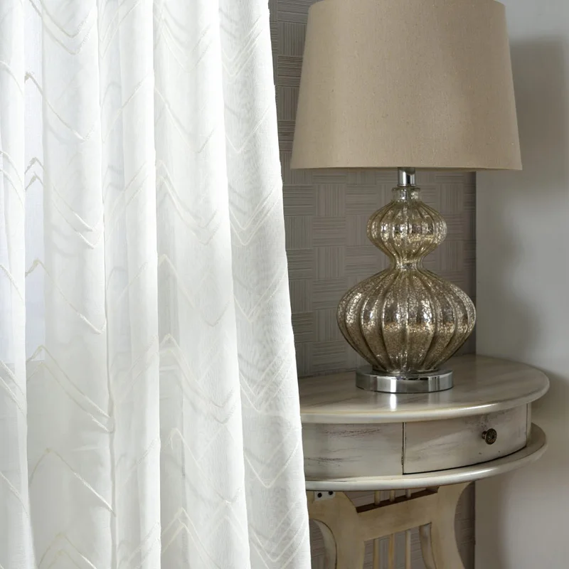 Современные прозрачные шторы с геометрическим рисунком для гостиной вышитые