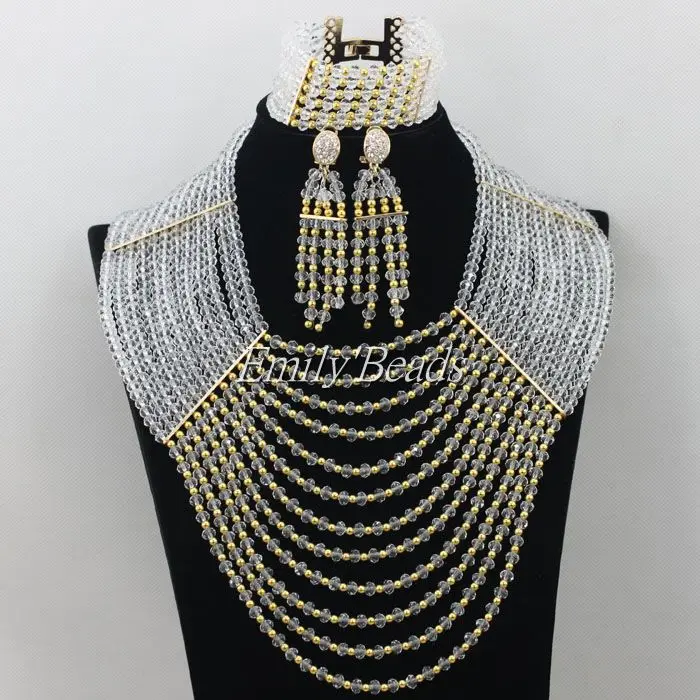 Бесплатная доставка! Набор ювелирных изделий из прозрачных белых африканских