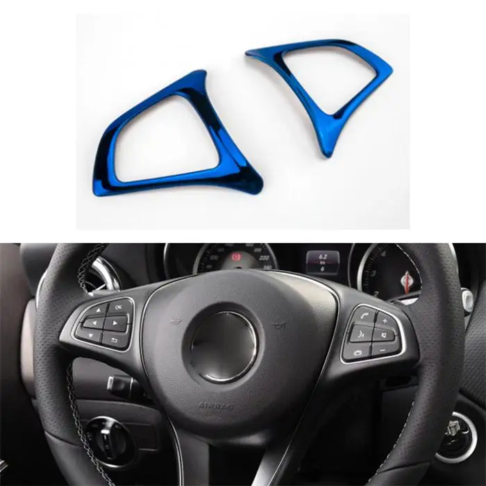 B Model Blue Автомобильный Стайлинг для Mercedes Benz A GLA CLA класс W176 X156 C117 кнопки рулевого колеса наклейка крышка отделка интерьера авто аксессуары - Название цвета: B Model Blue