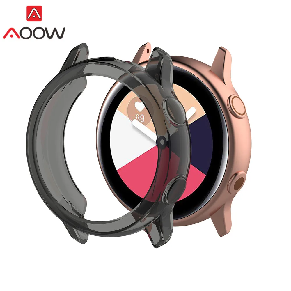 Black Ультратонкий прозрачный защитный чехол из ТПУ для samsung Galaxy Watch Active SM-R500, мягкий защитный чехол, защитная рамка - Цвет ремешка: Black